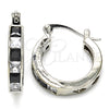 Rhodium Gold Filled Small Hoop, with Black and White Cubic Zirconia, Polished, Rhodium Finish, 02.210.0294.8.20