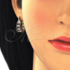 Oro Laminado Small Hoop, Gold Filled Style Baguette Design, with Black and White Cubic Zirconia, Polished, Golden Finish, 02.210.0295.3.15