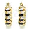 Oro Laminado Small Hoop, Gold Filled Style Baguette Design, with Black and White Cubic Zirconia, Polished, Golden Finish, 02.210.0295.3.15