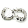 Rhodium Plated Small Hoop, with Black and White Cubic Zirconia, Polished, Rhodium Finish, 02.210.0295.5.15