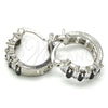 Rhodium Gold Filled Small Hoop, Baguette Design, with Black and White Cubic Zirconia, Polished, Rhodium Finish, 02.210.0295.5.15