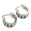 Rhodium Gold Filled Small Hoop, Baguette Design, with Black and White Cubic Zirconia, Polished, Rhodium Finish, 02.210.0295.5.15