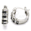 Rhodium Gold Filled Small Hoop, Baguette Design, with Black and White Cubic Zirconia, Polished, Rhodium Finish, 02.210.0295.5.15
