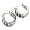 Rhodium Plated Small Hoop, with Sapphire Blue and White Cubic Zirconia, Polished, Rhodium Finish, 02.210.0295.8.15