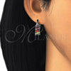 Rhodium Gold Filled Small Hoop, Baguette Design, with Multicolor Cubic Zirconia, Polished, Rhodium Finish, 02.210.0295.9.15