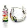 Rhodium Gold Filled Small Hoop, Baguette Design, with Multicolor Cubic Zirconia, Polished, Rhodium Finish, 02.210.0295.9.15