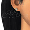 Oro Laminado Stud Earring, Gold Filled Style with White Cubic Zirconia, Polished, Golden Finish, 02.342.0002 for wholesale, additional product view 3