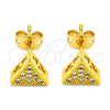 Oro Laminado Stud Earring, Gold Filled Style with White Cubic Zirconia, Polished, Golden Finish, 02.342.0002