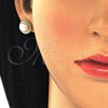 Oro Laminado Stud Earring, Gold Filled Style with Ivory Pearl, Polished, Golden Finish, 02.342.0005