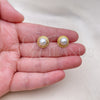 Oro Laminado Stud Earring, Gold Filled Style with Ivory Pearl, Polished, Golden Finish, 02.342.0005