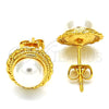 Oro Laminado Stud Earring, Gold Filled Style with Ivory Pearl, Polished, Golden Finish, 02.342.0005