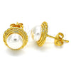 Oro Laminado Stud Earring, Gold Filled Style with Ivory Pearl, Polished, Golden Finish, 02.342.0005