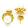 Oro Laminado Stud Earring, Gold Filled Style Ball Design, with Ivory Pearl, Polished, Golden Finish, 02.342.0006