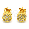 Oro Laminado Stud Earring, Gold Filled Style with White Cubic Zirconia, Polished, Golden Finish, 02.342.0013
