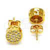 Oro Laminado Stud Earring, Gold Filled Style with White Cubic Zirconia, Polished, Golden Finish, 02.342.0013