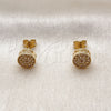 Oro Laminado Stud Earring, Gold Filled Style with White Cubic Zirconia, Polished, Golden Finish, 02.342.0013