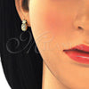 Oro Laminado Stud Earring, Gold Filled Style Pineapple Design, with White Micro Pave, Polished, Golden Finish, 02.342.0014