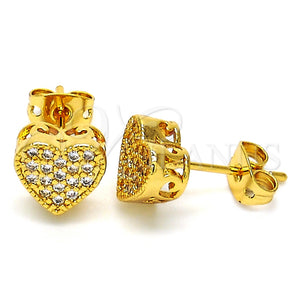 Gold Filled Ring — Stud Earring Heart Design with White Cubic Zirconia — main product view — SKU 127413 | Oro Laminado anillo — Stud Earring corazón diseño with blanco Cubic Zirconia — SKU 127413