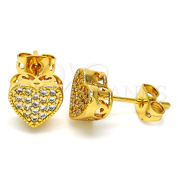 Gold Filled Ring — Stud Earring Heart Design with White Cubic Zirconia — main product view — SKU 127413 | Oro Laminado anillo — Stud Earring corazón diseño with blanco Cubic Zirconia — SKU 127413