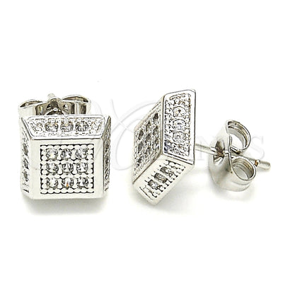 White Gold Filled Stud Earring, with White Cubic Zirconia, Polished, Rhodium Finish, 02.344.0011