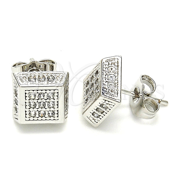 White Gold Filled Stud Earring, with White Cubic Zirconia, Polished, Rhodium Finish, 02.344.0011