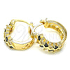 Oro Laminado Small Hoop, Gold Filled Style Baguette Design, with Black and White Cubic Zirconia, Polished, Golden Finish, 02.210.0296.3.15