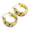 Oro Laminado Small Hoop, Gold Filled Style Baguette Design, with Black and White Cubic Zirconia, Polished, Golden Finish, 02.210.0296.3.15