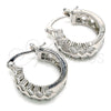 Rhodium Plated Small Hoop, with White Cubic Zirconia, Polished, Rhodium Finish, 02.210.0296.5.15