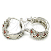 Rhodium Gold Filled Small Hoop, Baguette Design, with Garnet and White Cubic Zirconia, Polished, Rhodium Finish, 02.210.0296.6.15