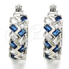 Rhodium Plated Small Hoop, with Sapphire Blue and White Cubic Zirconia, Polished, Rhodium Finish, 02.210.0296.7.15