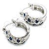 Rhodium Plated Small Hoop, with Sapphire Blue and White Cubic Zirconia, Polished, Rhodium Finish, 02.210.0296.7.15