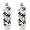 Rhodium Plated Small Hoop, with Black and White Cubic Zirconia, Polished, Rhodium Finish, 02.210.0296.8.15
