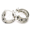 Rhodium Plated Small Hoop, with Black and White Cubic Zirconia, Polished, Rhodium Finish, 02.210.0296.8.15