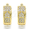 Oro Laminado Small Hoop, Gold Filled Style Heart Design, with White Cubic Zirconia, Polished, Golden Finish, 02.210.0297.20