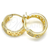 Oro Laminado Small Hoop, Gold Filled Style Heart Design, with White Cubic Zirconia, Polished, Golden Finish, 02.210.0297.20