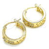 Oro Laminado Small Hoop, Gold Filled Style Heart Design, with White Cubic Zirconia, Polished, Golden Finish, 02.210.0297.20
