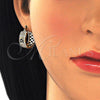 Oro Laminado Small Hoop, Gold Filled Style Heart Design, with Black and White Cubic Zirconia, Polished, Golden Finish, 02.210.0297.2.20