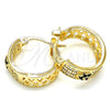 Oro Laminado Small Hoop, Gold Filled Style Heart Design, with Black and White Cubic Zirconia, Polished, Golden Finish, 02.210.0297.2.20