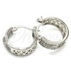Rhodium Plated Small Hoop, Heart Design, with White Cubic Zirconia, Polished, Rhodium Finish, 02.210.0297.4.20