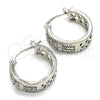 Rhodium Plated Small Hoop, Heart Design, with White Cubic Zirconia, Polished, Rhodium Finish, 02.210.0297.4.20