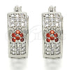 Rhodium Plated Small Hoop, Heart Design, with Garnet and White Cubic Zirconia, Polished, Rhodium Finish, 02.210.0297.5.20