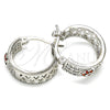 Rhodium Plated Small Hoop, Heart Design, with Garnet and White Cubic Zirconia, Polished, Rhodium Finish, 02.210.0297.5.20