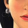 Rhodium Gold Filled Small Hoop, Heart Design, with Garnet and White Cubic Zirconia, Polished, Rhodium Finish, 02.210.0297.5.20