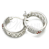 Rhodium Gold Filled Small Hoop, Heart Design, with Garnet and White Cubic Zirconia, Polished, Rhodium Finish, 02.210.0297.5.20