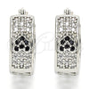 Rhodium Plated Small Hoop, Heart Design, with Black and White Cubic Zirconia, Polished, Rhodium Finish, 02.210.0297.6.20