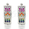 Rhodium Plated Small Hoop, Heart Design, with Multicolor Cubic Zirconia, Polished, Rhodium Finish, 02.210.0297.7.20