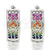 Rhodium Gold Filled Small Hoop, Heart Design, with Multicolor Cubic Zirconia, Polished, Rhodium Finish, 02.210.0297.7.20