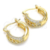 Oro Laminado Small Hoop, Gold Filled Style with White Cubic Zirconia, Polished, Golden Finish, 02.210.0298.15