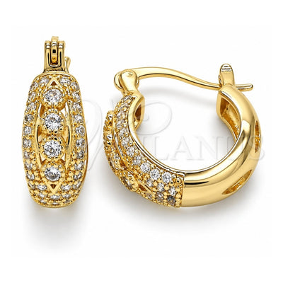Oro Laminado Small Hoop, Gold Filled Style with White Cubic Zirconia, Polished, Golden Finish, 02.210.0298.15