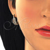 Oro Laminado Small Hoop, Gold Filled Style with Garnet and White Cubic Zirconia, Polished, Golden Finish, 02.210.0298.1.15